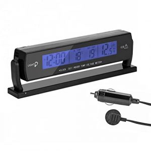 VBESTLIFE Multifonction Num&eacute;rique Voiture Auto Tension Alarme Horloge avec Temp&eacute;rature Int&eacute;rieure/Ext&eacute;rieure Thermom&egrave;tre Affichage LCD Batterie Tension Moniteur D&eacute;tecteur De Compteur (Yaqiusi, neuf)