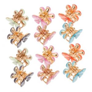HAPINARY 12 Pi&egrave;ces Mini Clips M&eacute;talliques Fleuris Color&eacute;s avec Cristaux Pince -tout L&eacute;g&egrave;re et Compacte pour Coiffure Femme et Fille Maintien Fiable et Effet Encadrement Visage (Gan Gardner, neuf)