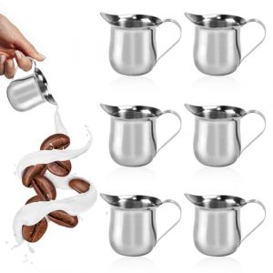 SLTAXAR 6 PCS Mini Pot à Lait Inox 150ml Pichet à Lait en Acier Inox Tasse à Sauce Acier Petite Cruche de Lait Mini Pichet Crémier Accessoires Barista Pot a Sauce Inox Pichet Inox Lait pour Sauce Café (Smaejhgmlsbj, neuf)