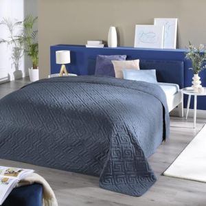 Delindo Lifestyle Couvre-lit bleu de qualité supérieure - Pour lit simple - Uni - Pour chambre à coucher - 140 x 210 cm (Schäfer Home Textile, neuf)