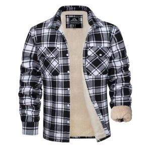 MAGCOMSEN Veste d'hiver pour homme - Doubl&eacute;e - Veste thermique &agrave; carreaux - Chemise de loisirs avec plusieurs poches - En coton - Chaude, Noir , L (MAGCOMSEN SHOP, neuf)