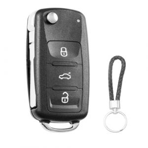 SLshiBo Coque de Clé de Voiture VW Télécommande 3 Boutons Boitier Clef Plip Voiture avec Porte-clés Pilot pour VW Golf Mk6 Skoda Polo T5 Passat Seat Octavia CC (Shunsing, neuf)