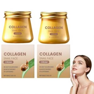 Cr&egrave;me d'escargot, cr&egrave;me hydratante &agrave; la mucine d'escargot avec collag&egrave;ne et acide hyaluronique - hydratant anti-&acirc;ge pour le visage, raffermissante &agrave; la vitamine C, hydratation en profondeur (2PCS) (Lumina rouge, neuf)