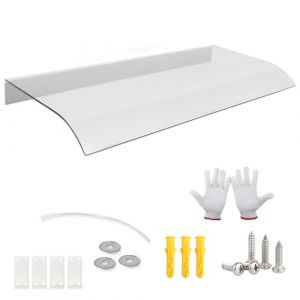Auvent de Porte D'entr&eacute;e en Polycarbonate Transparent, Marquise Protection Pluie Et UV pour Porche, Fen&ecirc;tre et Terrasse 90cm 400cm 380 cm 350 cm 330 cm Facile &agrave; Installer(40x240cm) (HYPMY, neuf)