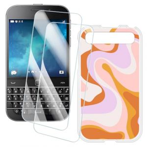 OAGELIM 2 Pack Prot&egrave;ge-&Eacute;cran + Coque Compatible avec Blackberry Classic Q20 (3.5 Pouce) Coque Impression Artistique Personnalis&eacute;e et Film Verre Tremp&eacute; (Texture) (MILEGAO, neuf)