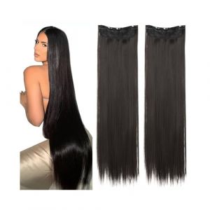 Extensions de cheveux, Perruque une pi&egrave;ce de 80CM, cheveux lisses ultra longs &agrave; cinq cartes, pas facile &agrave; nouer, extension de cheveux lisses,pour femmes(Golden) (gaoli01, neuf)