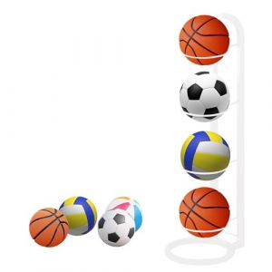 NUWIQ Support de ballon, étagère de rangement verticale, pour ballon de basketball, football, volley-ball (blanc, 4 couches) (WJL-EU, neuf)