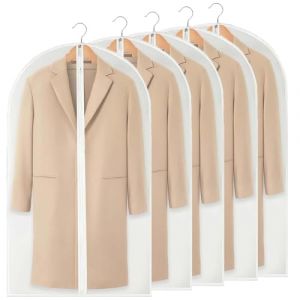 SHUOHONG 5 Pièces Housse Vetements à Suspendre à Fermeture Éclair, 60 x 120 cm Housse Costume Homme, Translucide Housse Portant Vetement, Housse Penderie pour Rangement Vetement (C) (SHUOHONG, neuf)