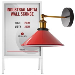 LEDSone Applique murale vintage r&eacute;glable &agrave; 180 degr&eacute;s avec bras pivotant E27 Applique murale industrielle en m&eacute;tal (Rouge) (LEDSONE, neuf)