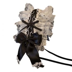 Épingle à cheveux en dentelle avec nœud pour femme - Accessoire élégant - Bordure délicate - Coiffe pour cosplay ou costume de femme de chambre (Chizisx, neuf)