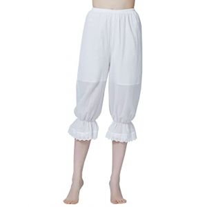 BEAUTELICATE Pantalon Victorien De Femme &Eacute;t&eacute; 100% Coton Renaissance Culotte Bouffantes Lolita Pumpkin Volants Short Vintage Bloomer Pantacourt De Pyjama Blanc Brut, L (BEAUTELICATE-FR, neuf)