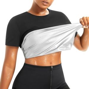 Gotoly Vêtements de Sudation Femme Gilet Minceur Sauna T Shirt Amincissante Ventre Plat Sauna Suit Costume de Sueur Manches Courtes Sport Fitness (Noir, 3XL) (Guangzhou fengzhipei Ecommerce Co., Ltd., neuf)