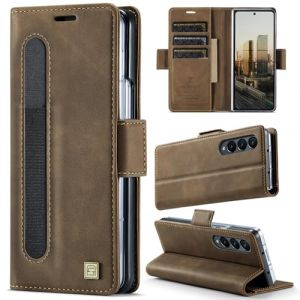 XKchatpt &Eacute;tui Portefeuille pour Samsung Galaxy Z Fold 4, &eacute;tui en Cuir PU avec Porte-Stylo, Coque de t&eacute;l&eacute;phone avec Blocage RFID, 3 emplacements pour Cartes, Coque de Protection Antichoc (Marron) (Shenzhen Xingminghui Digital, neuf)