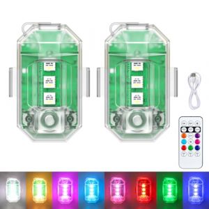 2 PCS LED Anti Collision pour Voiture avec Télécommande, 8 Couleurs Rechargeable Mini Stroboscope sans Fil à Haute Luminosité pour Moto, Drone, Vol de Nuit (FXLING EU, neuf)