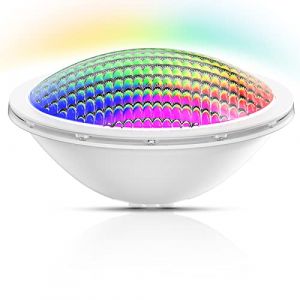 LyLmLe LED Piscine PAR56, 20W Projecteur Piscine RGB Multicolore Lumi&egrave;re LED Spot Synchrone, Angle de faisceau 120&deg;, IP68 Etanche, AC 12V, Aucun Contr&ocirc;leur (Raypole International, neuf)
