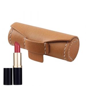 Étui - Bouton à manches pour rouge à lèvres, boîte de rangement cosmétique | Étui de rangement de timbre en cuir, sac d'organisateur de femmes, sac à manches de rouge à lèvres nous, Light Brown, (Chacha grocery store, neuf)