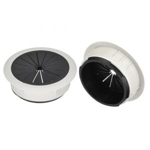 QUARKZMAN 2 Pi&egrave;ces Cache-Trou de C&acirc;ble Passe Cable Bureau, 60mm (2-3/8 Pouces) Cache-Trou de C&acirc;ble en ABS pour Bureau, Organiseur de C&acirc;bles pour Ordinateur de Bureau, Gris (QUARKZMAN, neuf)