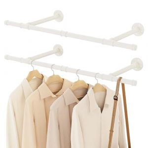 YheenLf Portant Vetement Industriel, Penderie Murale 90cm, Porte Manteau Mural Tringle pour Salon, Chambre, Gain de Place, Montage Facile, Robuste et Durable, Beige, 2er Set (YheenLf, neuf)