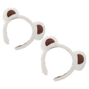 IMIKEYA 2pi&egrave;ces Lot de Serre-t&ecirc;tes Oreilles Ours Peluche pour Maquillage et Cosplay Accessoire de T&ecirc;te Mignon pour Adultes et Gar&ccedil;on Fille Blanc (Elsy Abbas, neuf)