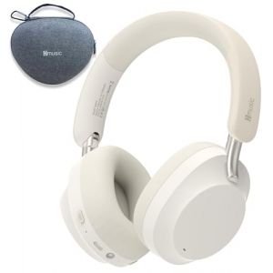 Hmusic MS04 Casque audio &agrave; r&eacute;duction active du bruit, 2 micros ENC, 80H d'autonomie, casque Bluetooth circum-auriculaire, c&acirc;ble auxiliaire 3,5 mm, casque sans fil pliable pour les jeux/voyages/travail (Hmusic, neuf)