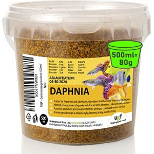 UGF - Daphnies de qualité supérieure - 80 g en Pot de 500 ML, Nourriture séchée pour Poissons d'aquarium, friandises pour Poissons d'ornement (Underground Food, neuf)