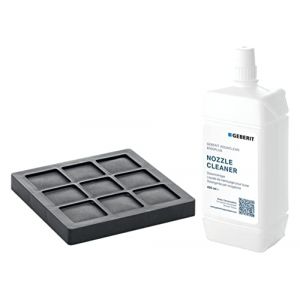 Kit filtre &agrave; charbon actif et nettoyant pour buses pour syst&egrave;mes de toilettes complets Geberit AquaClean 8000plus (Obadis, neuf)