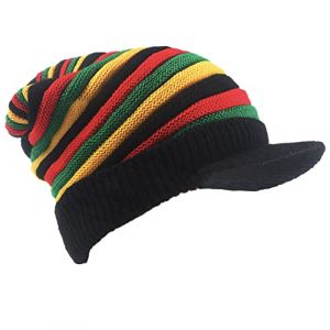 ZffXH Bonnet Reggae, Chapeau Rasta M&uuml;tze Hat en Laine Tricot&eacute;e Bonnet Jama&iuml;cain Color&eacute; Chapeau Cr&acirc;ne Souple Et Ample Beret Rasta pour l'hiver Et L'automne (KCEU, neuf)