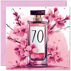 Carte d'anniversaire 70 ans pour femme &ndash; Parfum de fleurs de cerisier &ndash; Carte d'anniversaire &eacute;l&eacute;gante et chic pour femme de 70 ans, grand-m&egrave;re, maman, tante, femme, amie, s&oelig;ur, soixante-dixi&egrave;me nounou (Purple Fox Gifts, neuf)