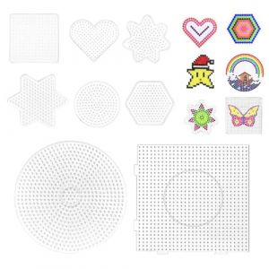 Lot de 8 Plaques à Perles à Repasser, Plaques Transparentes de 5 mm, Plaques Carrées pour Perles à Repasser, Modèles de Perles DIY, Kit de Perles Créatives, Cadeau de Loisirs Créatifs pour Enfants (Jocanova, neuf)