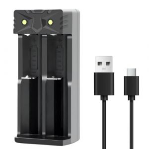 Chargeur Accu 18650 USB-C &agrave; 2 Slots Chargeur Piles Rechargeables Li-ION 3,7 V pour 18650/18490/18500/16340/14500 (YouGanChu, neuf)