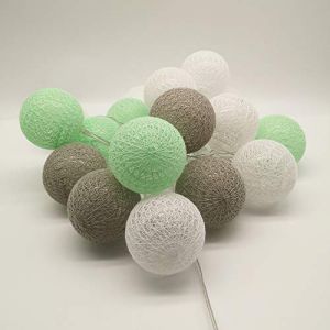 6cm LED Guirlande Lumineuse Boule Coton, DOTBUY Decoration Noël, Guirlande Lumineuse à Piles, Enfant, Chambre Mariage Halloween Décorations (Gris vert,4.8M/30LED) (DOTDOT SHOP, neuf)
