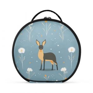 Belle Fleur Blanche De Cerf D'&Eacute;lan Cr&eacute;ativit&eacute; Trousse Sac Cosm&eacute;tique Circulaire de Maquillage Pochette Sacs avec Cloisons Amovibles pour Voyage Filles (HULAHULA, neuf)