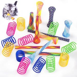 Bighan Lot de 22 jouets interactifs pour chat - Spirale à ressort - Jouet à ressort interactif pour chat d'intérieur - Bobines à ressort en plastique pour tapoter, mordre, chasser (Bighan.All, neuf)