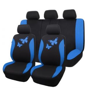 Flying Banner Housse de siège Auto en Maille Respirante, Motif Papillon coloré, Compatible avec Les airbags (Ensemble Complet, Bleu) (Flying Banner EU, neuf)