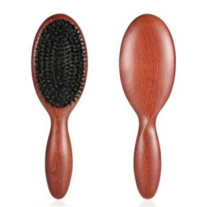 BESTOOL Brosse à cheveux avec 100% poils de sanglier, brosse à poils naturels pour cheveux fins et fins, poils rigides, brosse à chignon élégante, réduit la casse des cheveux et les frisottis (BESTOOL-FR, neuf)