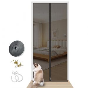 Moustiquaire Fenetre Chat,Moustiquaire Porte,Gardez Les Animaux Domestiques à l'extérieur，avec Fermeture éclair, Respirant et Ventilé, Adapté Aux Portes de Balcon, Portes de Chambre (90×200CM) (STARTIDESEA, neuf)
