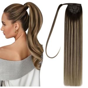 Hetto Extension Cheveux Naturel Queue de Cheval Ombre Blonde Fraise Extension Cheveux Queue de Cheval Ombre Brun Foncé A Blonde Fraise Invisible 30cm 70g #4/27/4 (Hetto FR, neuf)