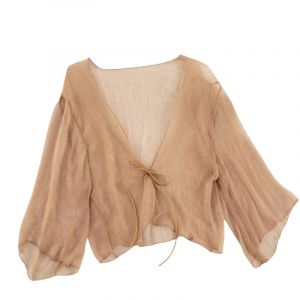 CuLtP Bolero Femme Femmes en Mousseline De Soie Haussement D'Épaules Boléro Léger D'Été Cardigan Transparent À Lacets sur Le Devant Vestes De Soirée Élégantes Robes Boléro De Mariage Cover (sineglem, neuf)