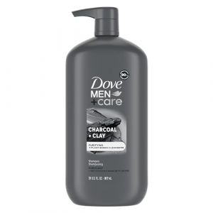 DOVE MEN+CARE DV M SH Charcoal 4p 31z Pump Shampooing purifiant au charbon de bois + argile pour des cheveux plus forts et plus résistants, avec nettoyants à base de plantes, 888,8 g (TrustedValueHub, neuf)