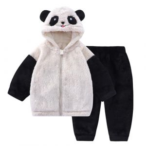 JiAmy Ensemble veste polaire pour bébé - Fermeture éclair - Vêtement d'hiver avec oreilles - Capuche en peluche - Moelleux - Pour garçons et filles - 2 pièces de 12 mois à 4 ans, Blanc., 2-3 ans (JiAmy-EU, neuf)