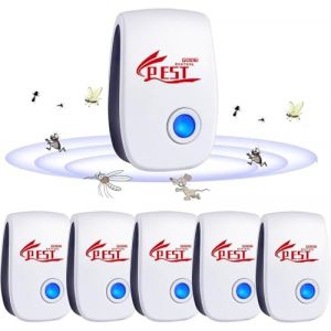 R&eacute;pulsif Ultrason Anti-Rongeurs Insectes, 6 pcs Ultrason Anti Moustique Ultrason Souris et Rats, Int&eacute;rieur R&eacute;pulsif &Eacute;lectronique Insectes pour Souris, Rats Fourmis Araign&eacute;es Moustiques (EU NWDA, neuf)