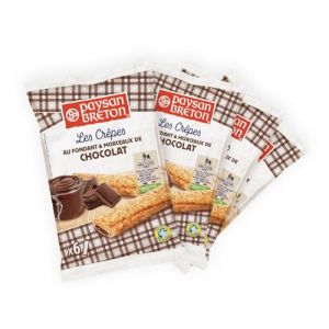 PAYSAN BRETON &ndash; Lot de 4 SACHETS de Cr&ecirc;pes Bretonnes Fourr&eacute;es au CHOCOLAT (fondantes & morceaux de chocolat) *6-24 Cr&ecirc;pes individuelles dans un emballage en papier recyclable. (Les cr&ecirc;pes Paysan Breton, neuf)