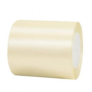 Ruban Satin Beige Gros 100mm,22m Polyester Ruban Satin,Ruban Cadeau Emballage,Ruban Noel Ruban Tissu pour Couture,Nœuds,Artisanat,Bouquet,Décoration de Mariage,Voitures,Anniversaire,Gâteau (YIHUAN Official Store, neuf)