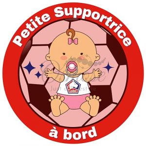 Autocollant Bébé à Bord FanZone Foot - Petite Supportrice LOSC Lille - Rouge et Blanc - Vinyle - Français - Sticker Décalcomanie (PRINT CORNER, neuf)