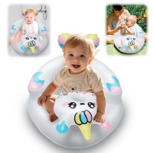 SilverChry Canapé Gonflable Portable pour Bébé, Siège Bébé Gonflable pour Tout-Petits de 3-36 Mois, Chaise Gonflable avec Soutien du Et Nuque, pour Voyager, Nourrir et Apprendre s'Asseoir (blanc) (ZHSHE, neuf)