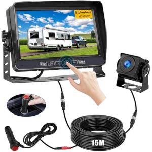 Kit cam&eacute;ra de recul 1080P avec Moniteur LCD 7", Grand Angle 170&deg;, Vision Nocturne, IP69 &eacute;tanche, Signal Stable et c&acirc;ble 15 m &ndash; pour Camion, Camping-Car, Bus, Van ou Engin agricole (BEYI-EU, neuf)