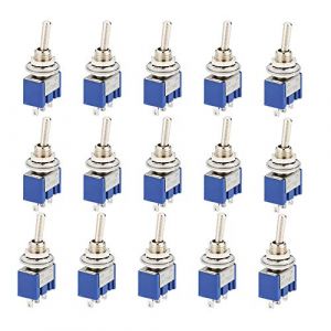 CESFONJER 15 Pièce Mini Interrupteur à Bascule, AC 125V 6A ON-OFF 3 Broches 2 Position SPDT Interrupteur a Bascule Autobloquant pour Pièces D'auto Bleu (CESFONJER-FR, neuf)