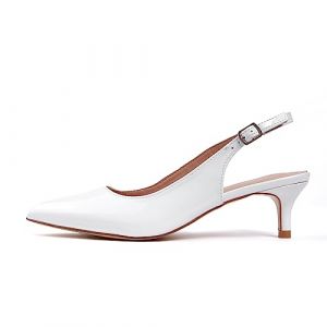 GENSHUO Escarpins à Bride arrière pour Femmes, Bout Pointu, Bride à la Cheville à Talon Chaton, Chaussures habillées élégantes et Confortables, Peinture Blanche, 39 EU (angelilazhou, neuf)