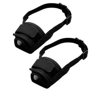 2 Pi&egrave;ces Museli&egrave;re pour Chien Museli&egrave;re Souple R&eacute;glable pour Chiens Respirant Museli&egrave;re en Nylon, Museli&egrave;re pour Chien Emp&ecirc;che de M&acirc;cher/Manger/Mordre (Noir, Grand, L 16-23cm) (FuQuSheng, neuf)