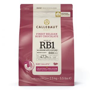 CALLEBAUT Recette RB1 – Ruby Callets de couverture, chocolat rose, 47,3% cacao, 2,5 kg – 1 paquet (Ponera, neuf)